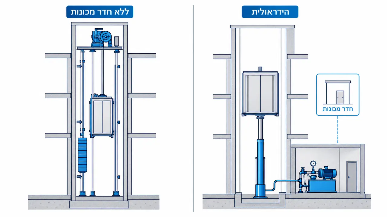 הידראולית או חשמלית ללא חדר מכונות